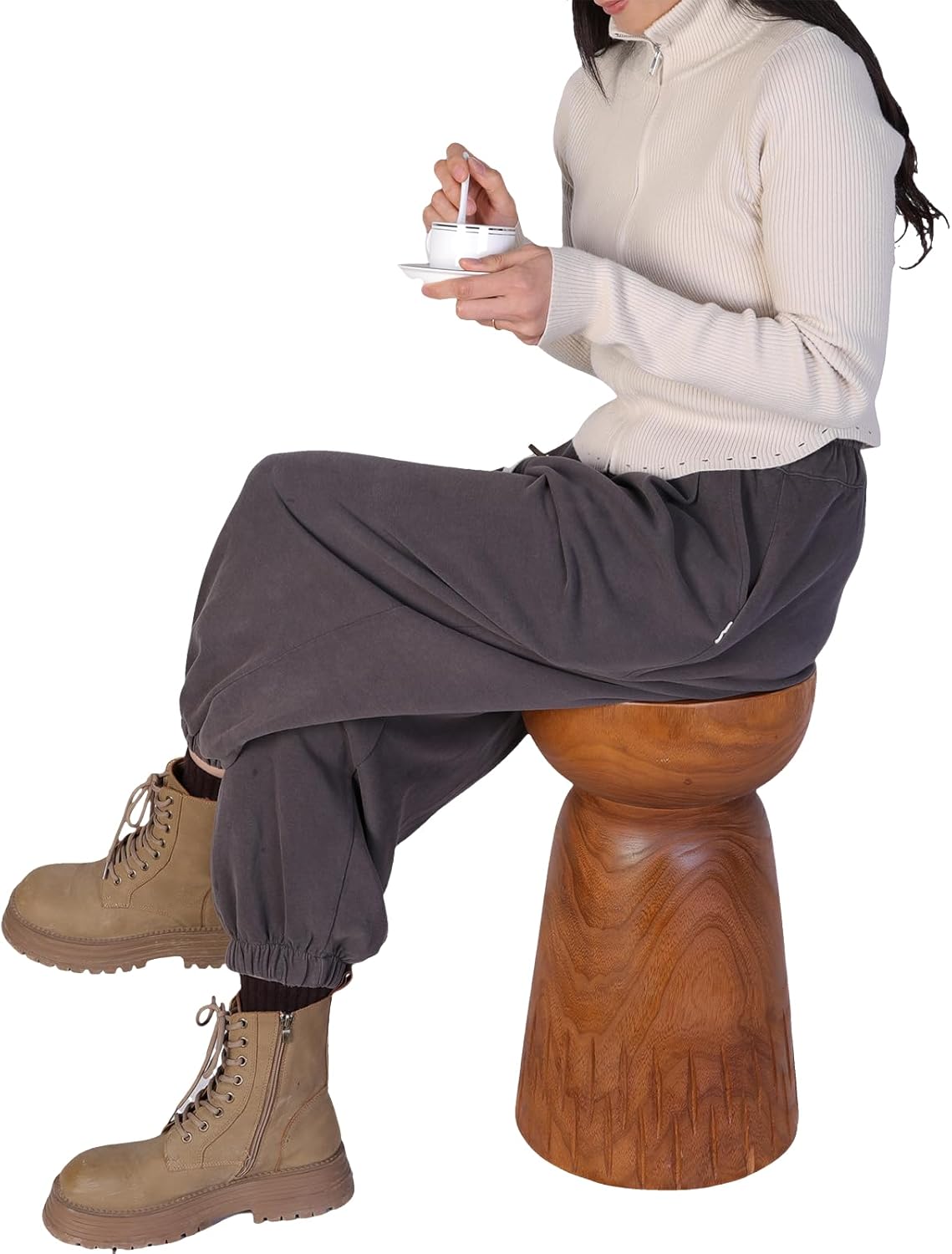 Athaliah 19.25”H Wood Side Table – Natural Wooden End Table, Round Wood Accent Table for Living Room, Patio, Garden, Balcony, or Home Decor