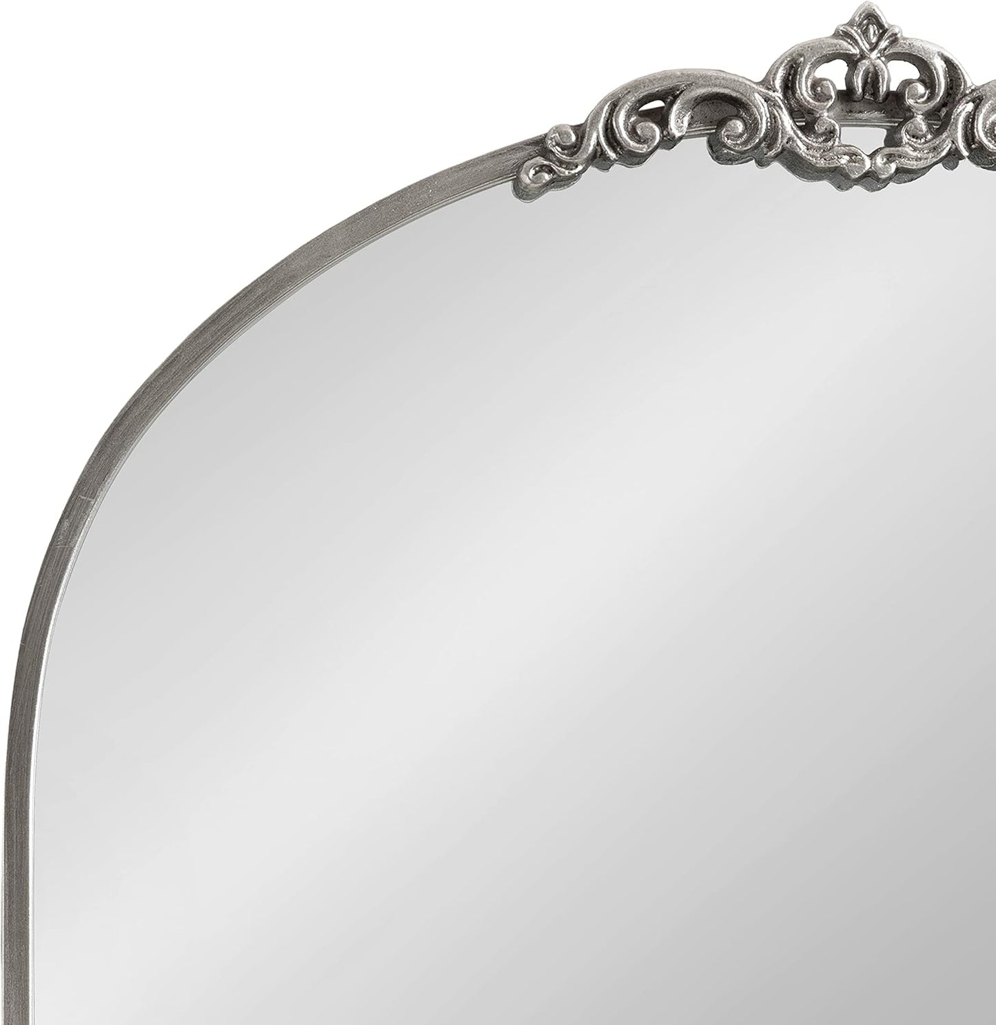 Kate and Laurel Myrcelle Traditional Arched Mirror; 25 x 33; Silver; Decorative Large Arch Mirror with Ornate Garland Detailing Along The Crown and Edges of The Frame