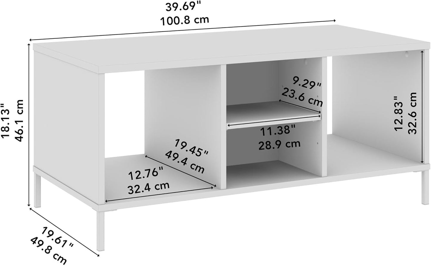Bush Furniture Essence Coffee Table with Shelf | Shelves, Storage, Multifunctional Organization for Living Room, Bedroom, or Entryway