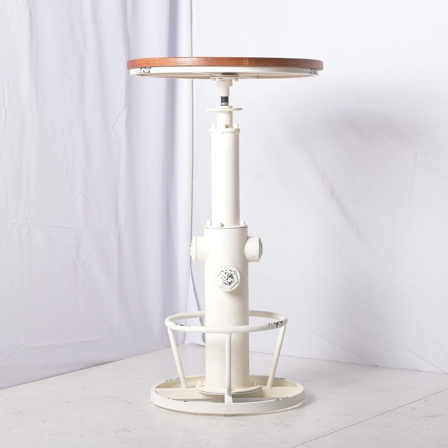 Topower Industrial Bar Table 38.58-48.43" Adjustable Pub Table Kitchen Dining Coffee Bistro Table Antique White