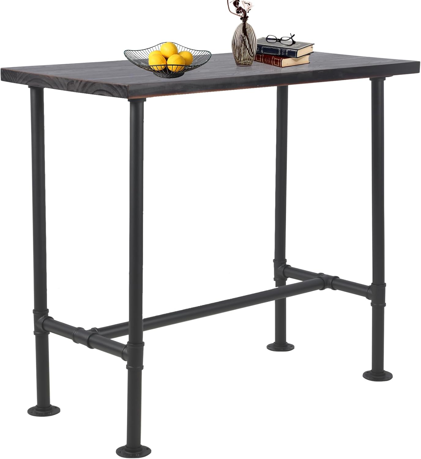 41.3inch Height Industrial Bar Table Rustic Pipe Design Kitchen Dining Table Farmhouse Office Meeting Computer Desk for 4-5 People Bistro Cafe Tables Rectangle