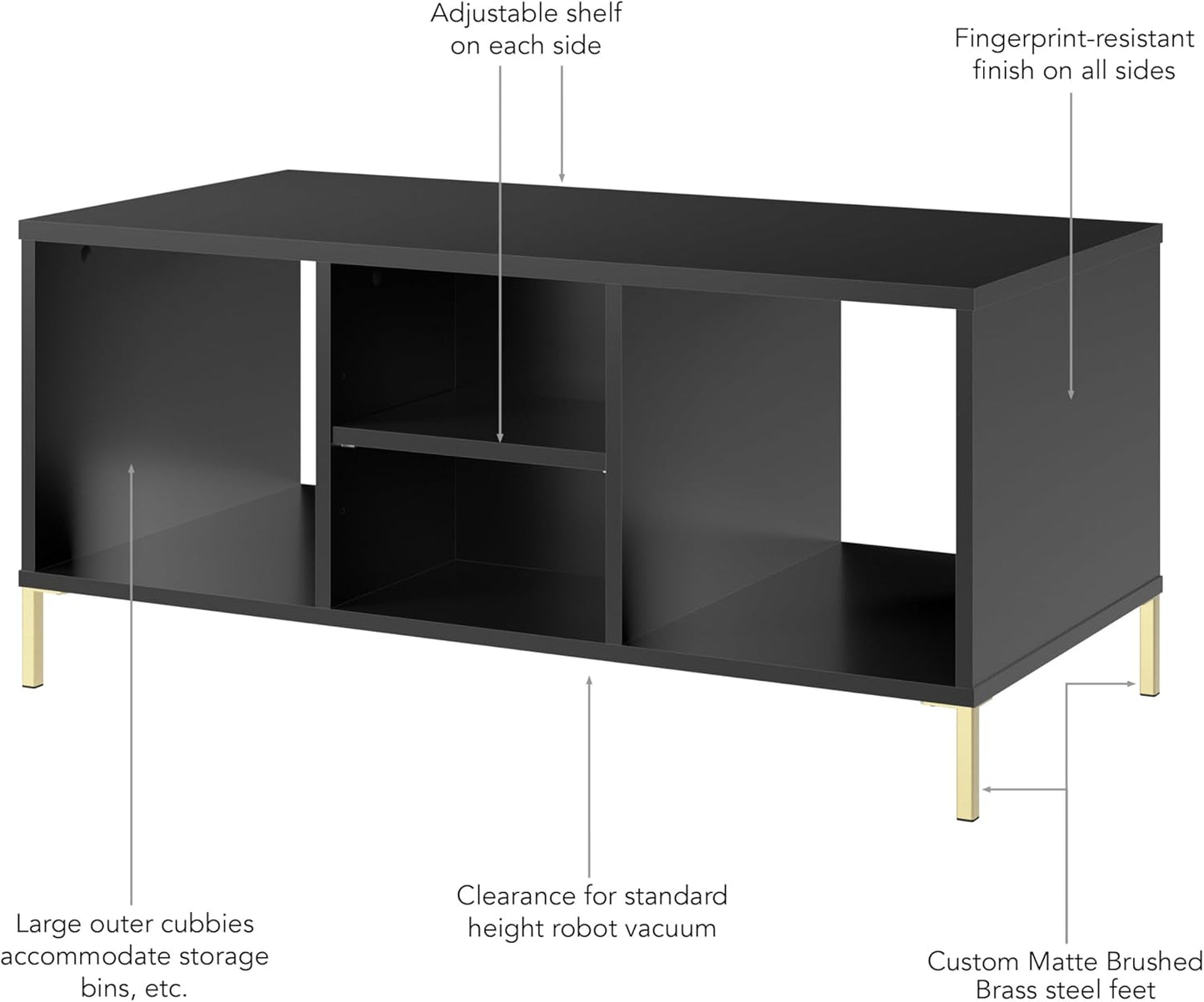 Bush Home Essence Coffee Table with Storage, Living Room Furniture, Essence Collection, Black Stipple