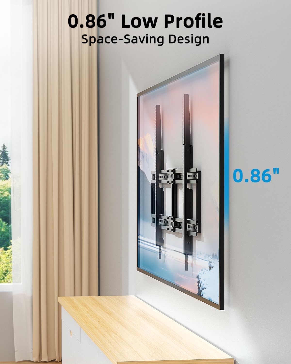 HOME VISION Fixed TV Wall Mount for Most 42"-100" Flat Curved TVs- 0.86'' Ultra Slim, Low Profile TV Mount Fits 8"-32" Studs, Heavy Duty Bracket Mounts for Large TVs, Max VESA 800X600mm, Up to 200lbs