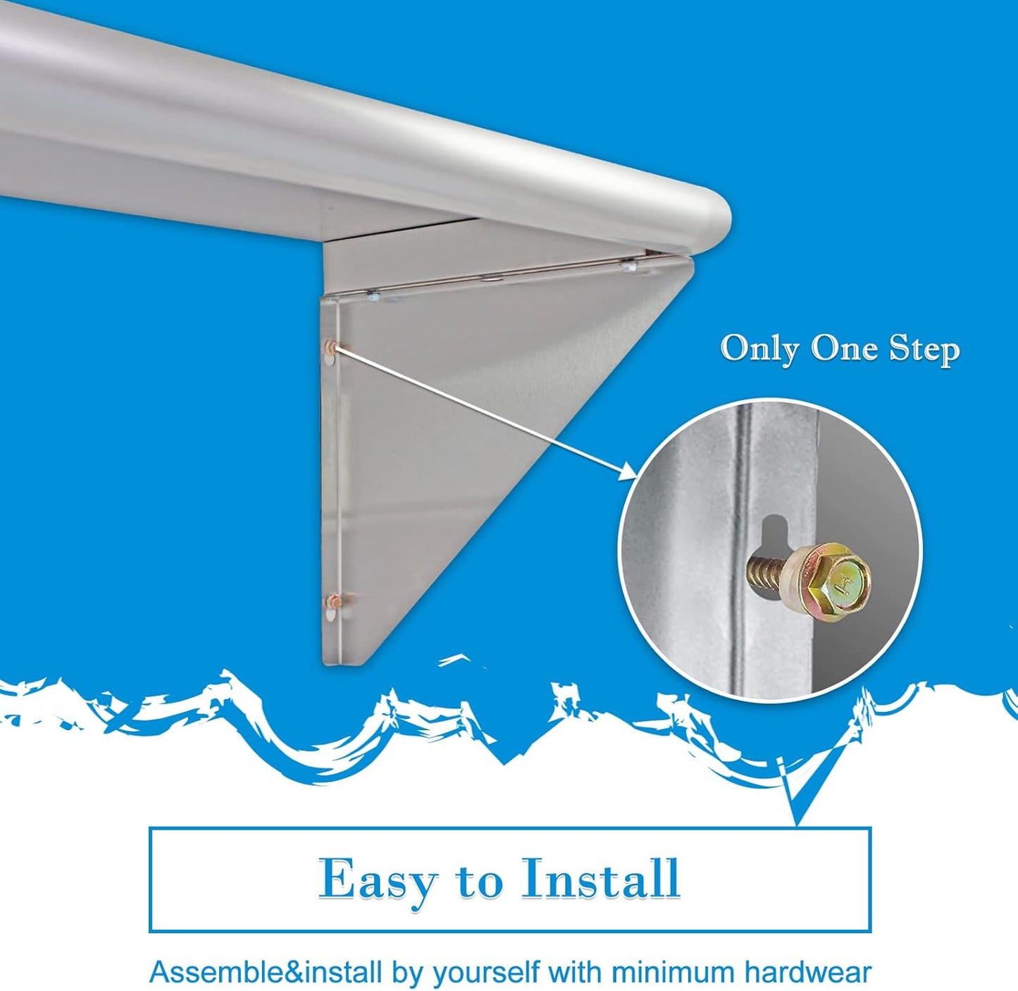 12''x24'' Wall Mounted Stainless Steel Shelf NSF Commercial Metal Wall Mount Floating Shelving for Kitchen, Restaurant, Food Truck,Garage,Washrooms,Home&Hotel