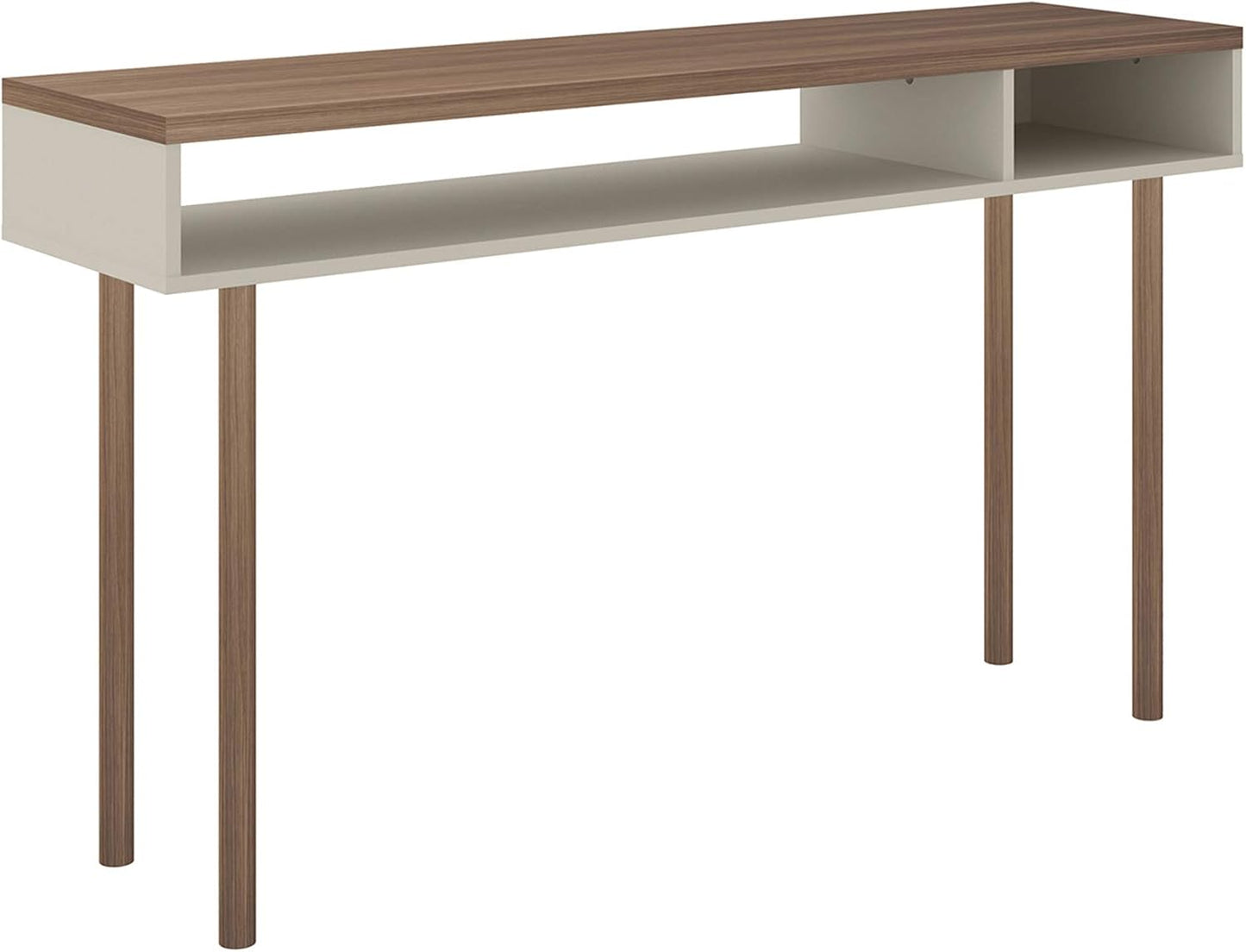 Manhattan Comfort Windsor Modern 2 Shelves Entryway Accent Console Table, 47.24", Off White and Nature