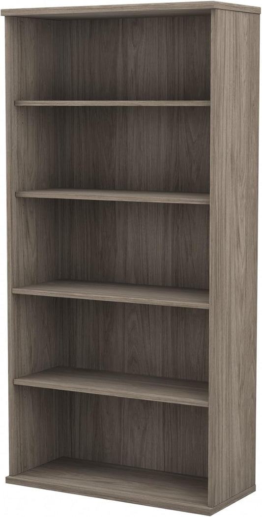 Bush Business Furniture Studio C 73" H 5-Shelf Bookcase with Adjustable Shelves, Modern Hickory Laminated Wood (SCB136MH)