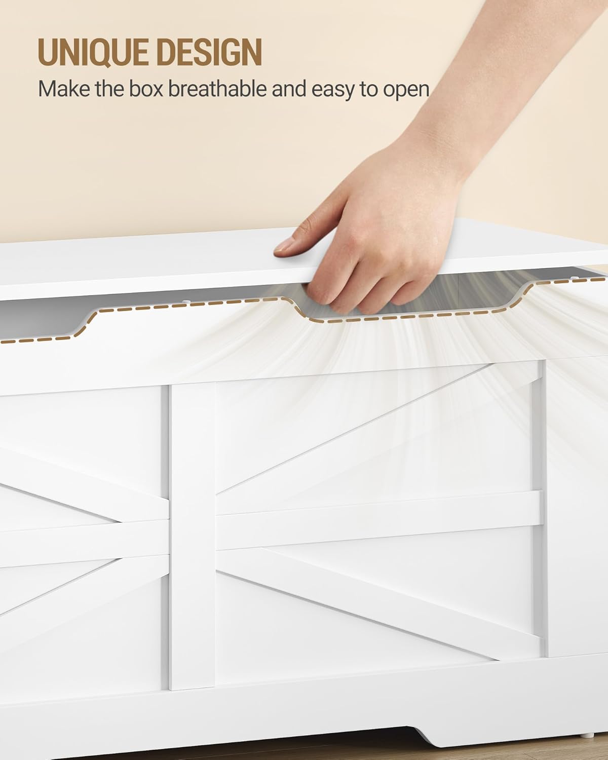 47.2" Storage Chest, Extra Large Storage Trunk with 2 Safety Hinges, Wooden Box Bench, Lift-Top Organizer Chest, Shoe Bench for Entryway, Bedroom, Living Room, White SB13403X