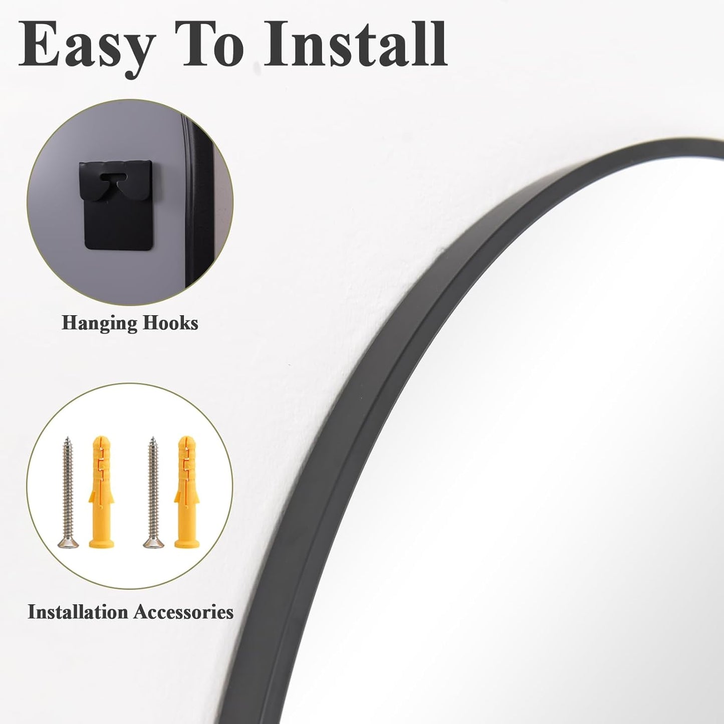 HARRITPURE 32"x48" Arched Bathroom Mirror - Black Wall Mounted Vanity Mirror Aluminum Alloy Frame Large Arch Wall Mirror for Living Room, Bedroom and Entryway