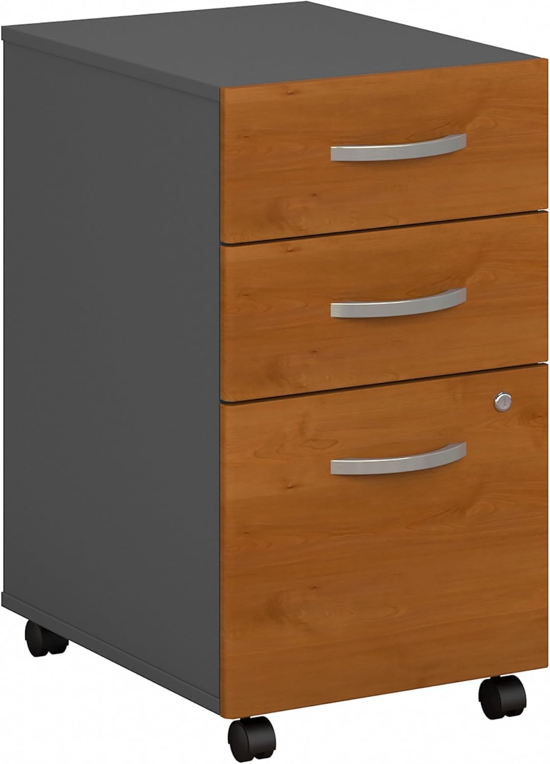 Bush Business Furniture Series C 3 Drawer Mobile File Cabinet in Natural Cherry, Assembled Office Storage Unit for Home or Commercial Spaces