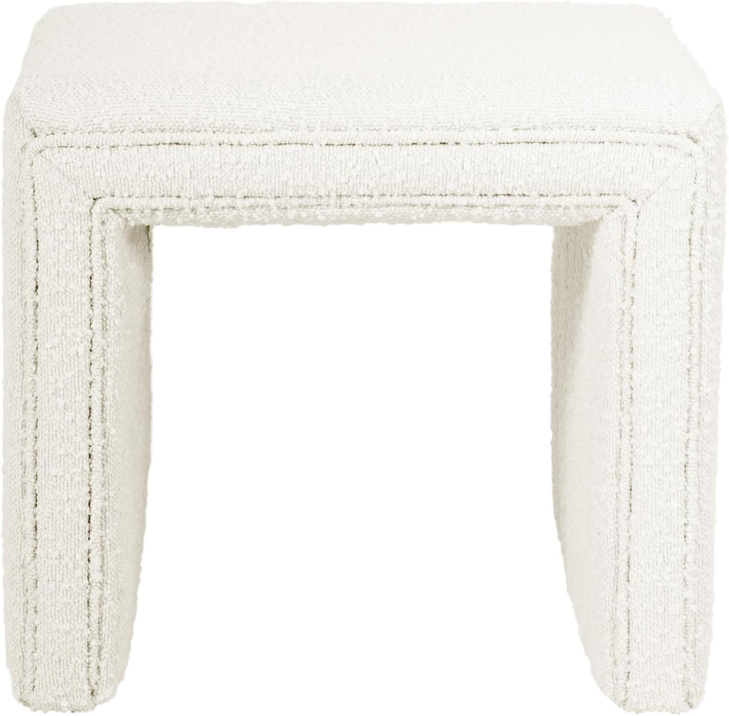 HomePop Modern Channel Tufted Ottoman Home Décor|Ottoman for Living Room & Bedroom - Cream Boucle