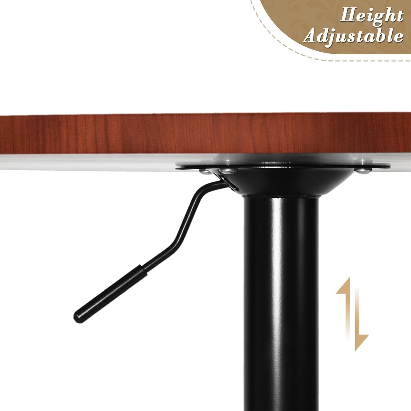 Athena Collection Bar Table with Swivel Top, Round Bistro Pub Bar Height Cocktail Table with Height Adjustable top and Metal Silver Base for Home Outdoor Party Event, Red