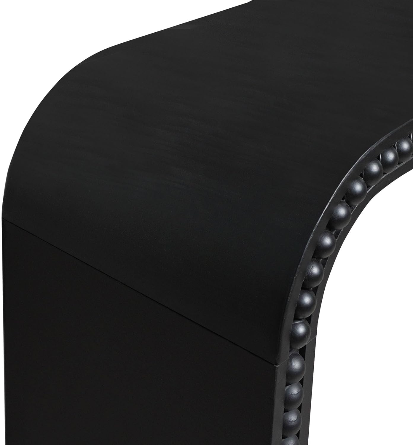 KEIKI Wood Console Table Behind Couch & Sofa, Retro Style with Curved Waterfall & Wood Beads Design, for Entryway, Living Room, Black