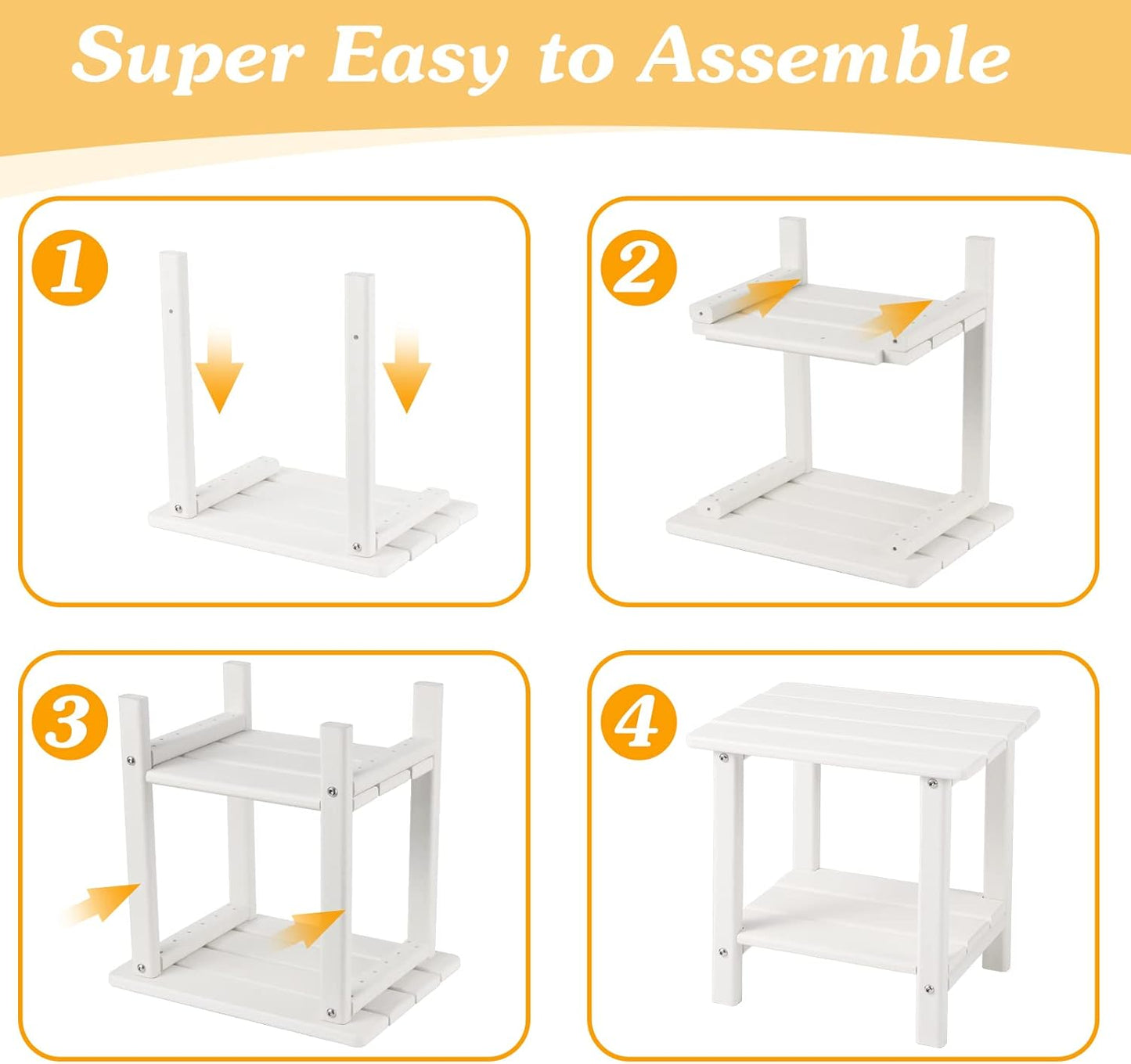 Adirondack Outdoor Side Table, 2-Tier Sturdy Patio End Table Weather Resistant, 16.5" Solid Side Table for Patio, Pool, Porch