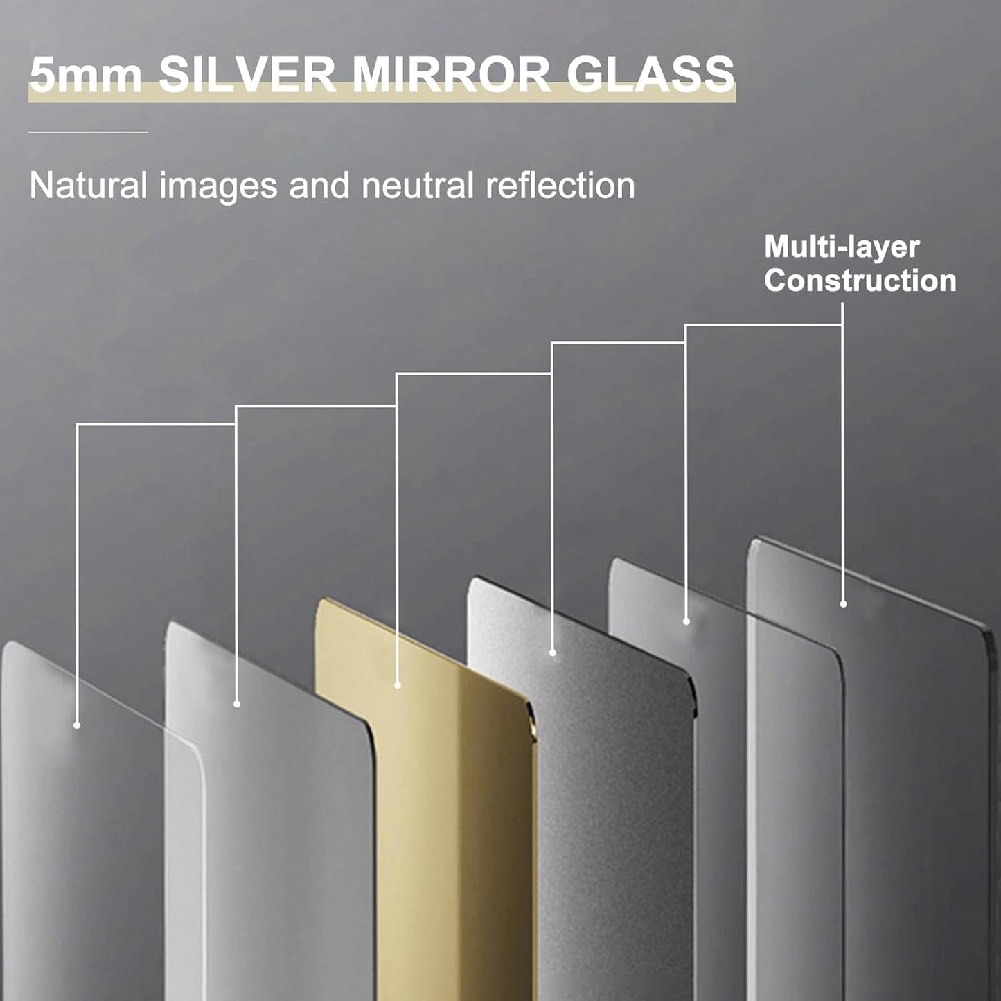 YOSHOOT Rustic Wooden Framed Wall Mirror, Natural Wood Bathroom Vanity Mirror for Farmhouse Decor, Vertical or Horizontal Hanging, 60" x 36", Grey