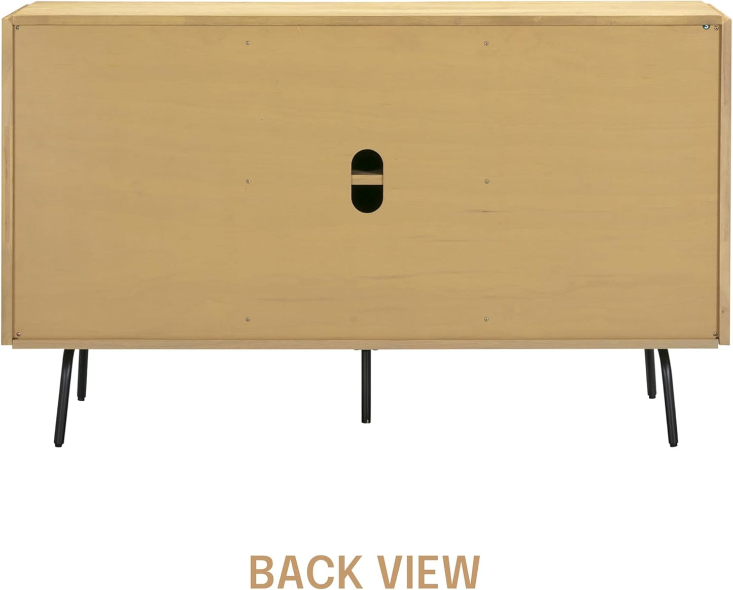 NTC Veil Modern Sideboard with 3 Doors, Buffet Cabinet with Vertical Groove Design and Metal Legs, Storage Cabinet for Living Room, and Hallway, Effortless Assembly, Sand