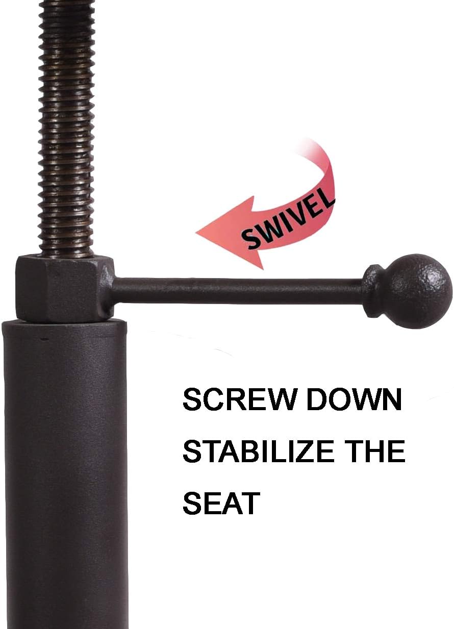 Topower Industrial Retro Vintage Farm Wooden Tractor Stool Kitchen Swivel Height Adjustable bar Stool (Dark Brown)