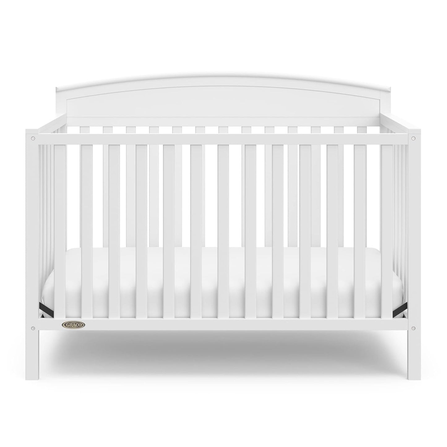Graco Benton 5 in 1 Convertible Crib (GREENGUARD Gold Certified) with Premium Foam Crib and Toddler Mattress Included - White, Converts from Baby Crib to Toddler Bed, Daybed and Full-Size Bed