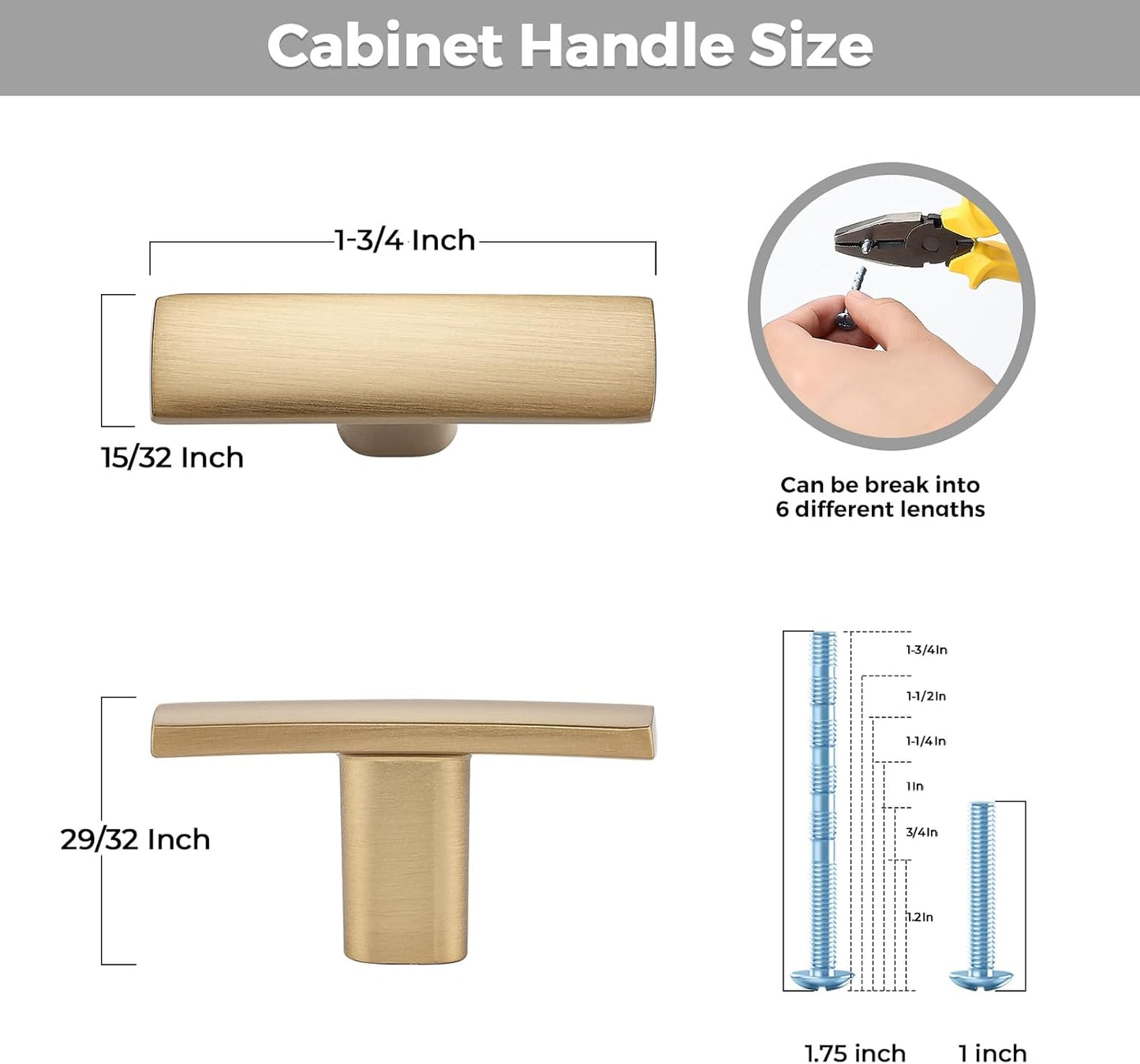 10 Pack Cabinet Handles Single Hole - Curved Cabinet Knobs Champagne Bronze Drawer Pulls for Kitchen Cupboard Solid Pulls for Dresser Drawer Arch Closet Hardware