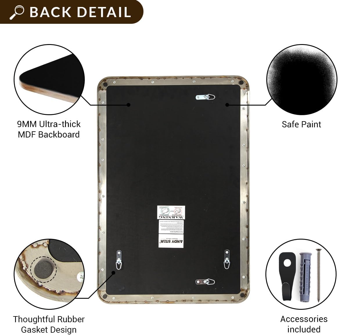 ANDY STAR Chrome Mirrors for Bathroom, 24x40’’ Chrome Rounded Rectangle Mirror Stainless Steel Metal Tube Framed (Anti-Rust), Wall-Mounted Horizontal/Vertical