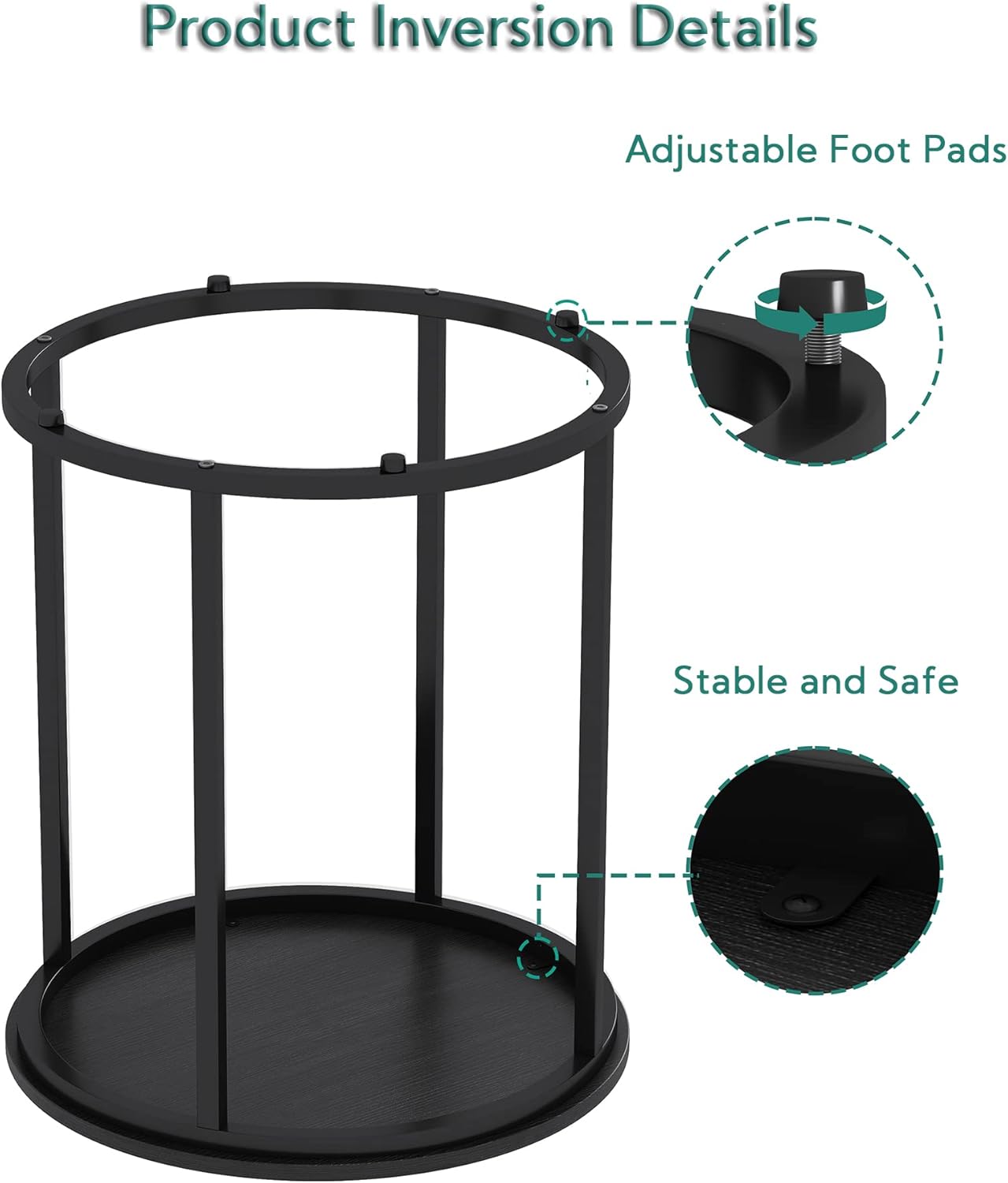 Yusong Round End Table, 20" Accent Small Side Table Suitable for Hiding Trash Can, Nightstand Modern Bedside Table for Living Room Bedroom Office Small Spaces, Black