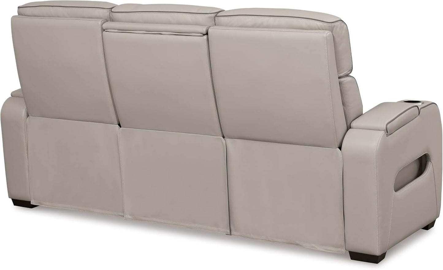 Signature Design by Ashley Boyington Contemporary Leather Match Power Reclining Sofa with USB Charging Ports, LED Lights and Adjustable Headrest, Light Gray