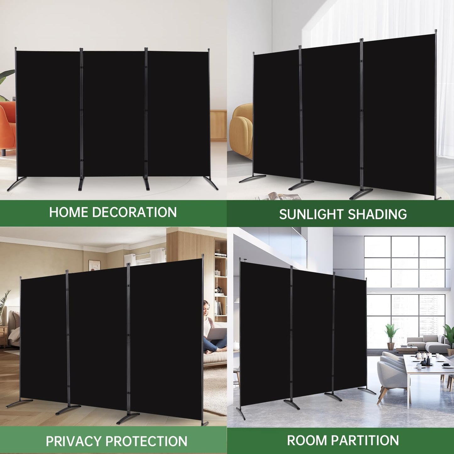 Room Divider Folding Privacy Screens, Portable Room Divider Panel 3 Panel Partition Room Dividers Screen Freestanding Room Partitions and Dividers Fabric Dividers for Room Separation