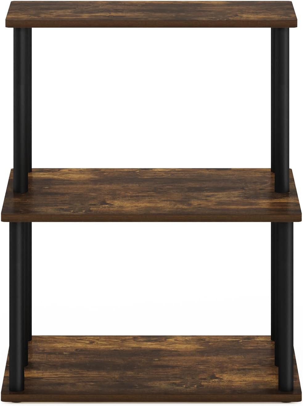 Furinno Turn-N-Tube 3-Tier Toolless Kitchen Storage Shelf, Amber Pine/Black