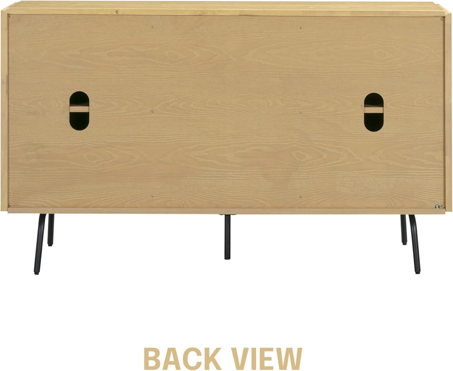 NTC Veil Sideboard with 2 Doors and 3 Drawers, Buffet Cabinet with Vertical Groove Design and Metal Legs, Storage Cabinet for Living Room, and Entryway, Effortless Assembly, Sand