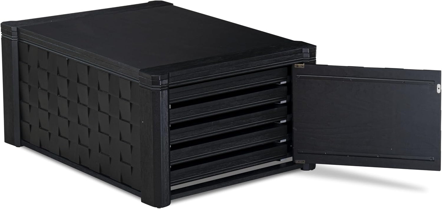 X07EL-BC6-35 - 10-Pc Kitchen Table Set a Rectangular Dining Table with a coffee Table wooden Bench & 7 Doeskin Linen Fabric Dining Chair, 39x120 Inch, Wire Brushed Black