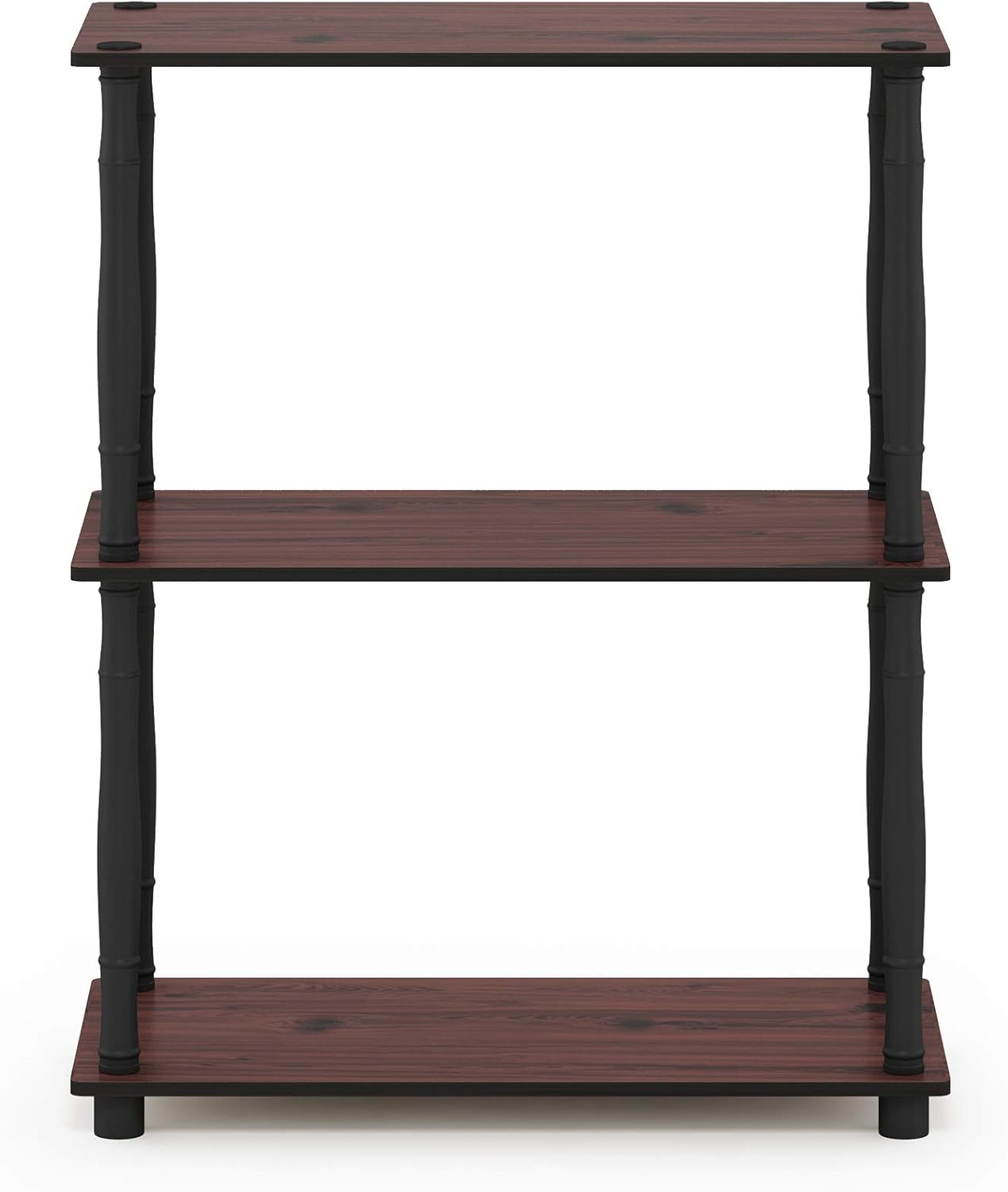 Furinno Turn-N-Tube 3-Tier Compact Multipurpose Shelf Display Rack with Classic Tube, Dark Cherry/Black