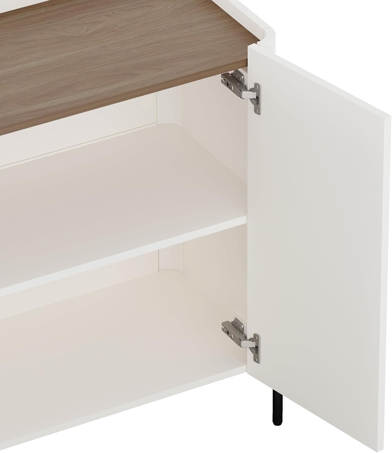 Manhattan Comfort Abbey Accent Cabinet with Doors, Tray Top Design and Adjustable Shelves, Sleek Modern Storage Furniture for Dining Area, Living Room, Bedroom, Entryway, Maple and Off White