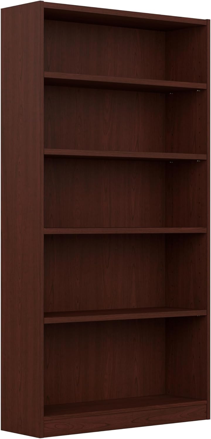 Bush Furniture Universal Tall 5 Shelf Bookcase in Vogue Cherry, Vertical Storage and Display Bookshelf for Home Office or Living Room Organization