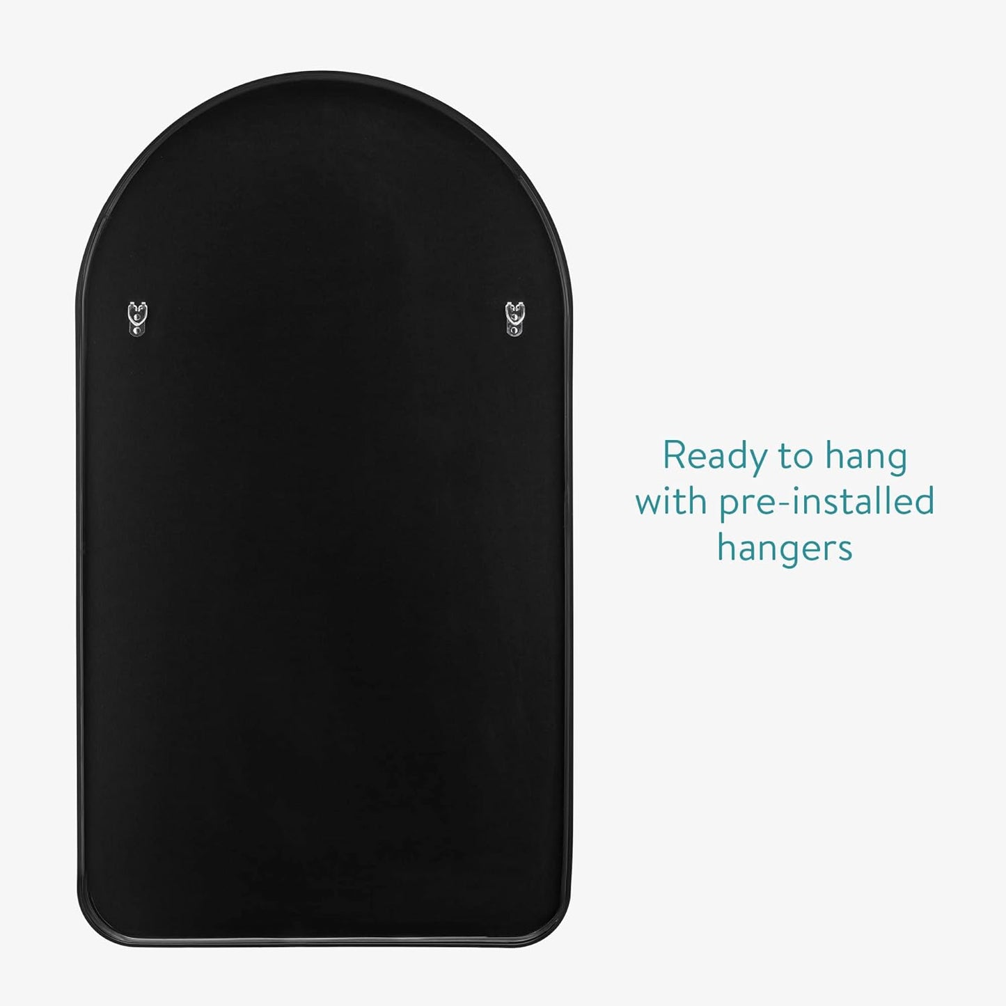 Navaris Arched Wall Mirror - Black Arch Framed Mirror - 17.7"x31.5" Wall-Mounted Mirror with Black Aluminum Alloy Frame for Living Room Bathroom Hall