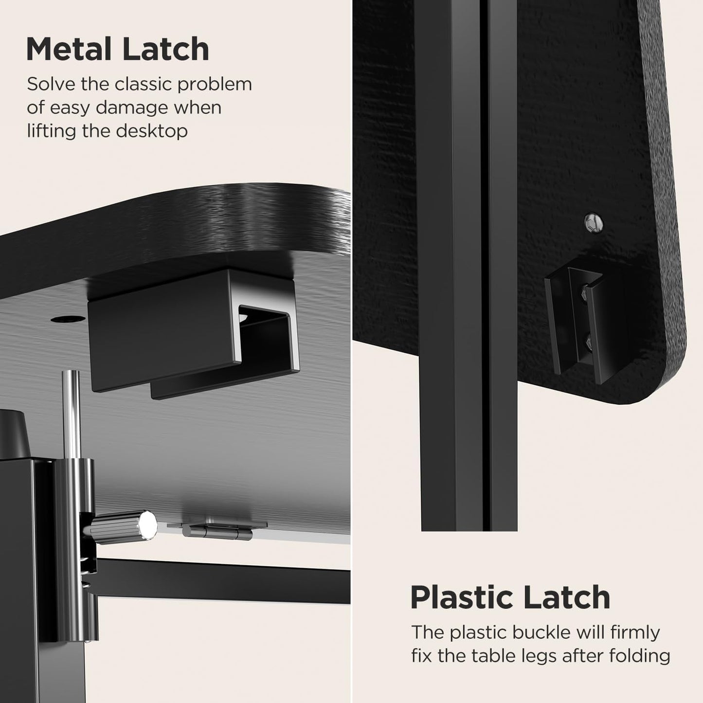 Folding Desk, 31.5" Small Desk for Bedroom, Space Saving Foldable Computer Desk for Home Office, Easy Assembly, Black