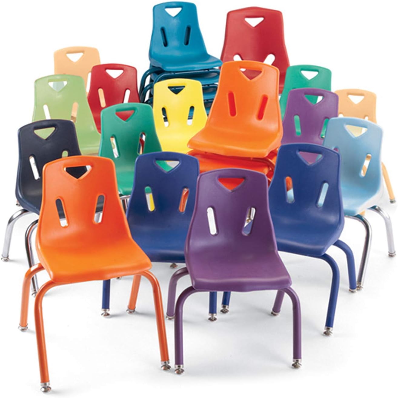 Jonti-Craft Berries 8148JC1114 Stacking Chair with Chrome-Plated Legs, 18" Height, Orange