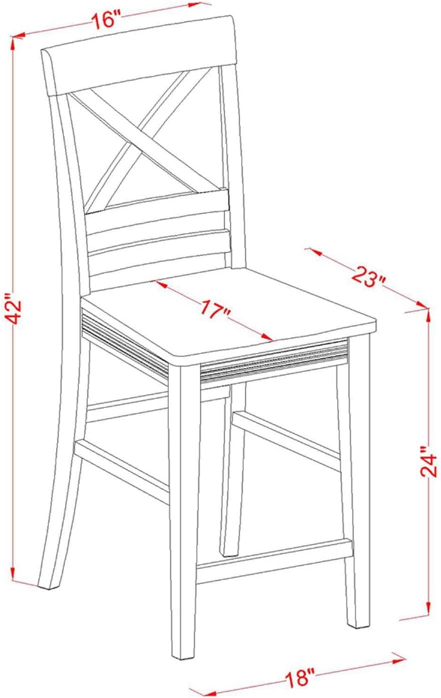 East West Furniture VNQU3-MAH-W 3 Piece Counter Height Pub Set for Small Spaces Contains a Square Dining Room Table and 2 Kitchen Chairs, 36x36 Inch, Mahogany