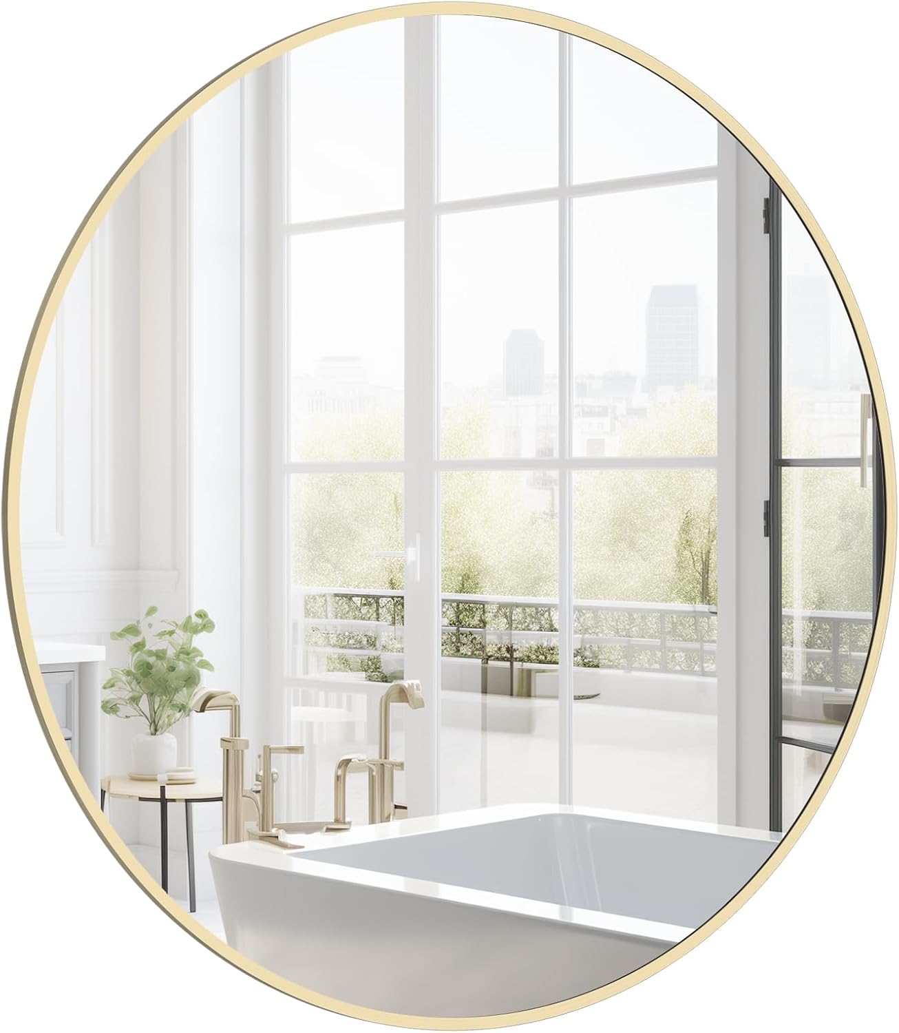 HOMECOOKIN Round Wall Mirror 24" Gold Circle Mirror for Bathroom with Metal Framed, Round Gold Mirror for Wall Decor, Vanity, Entryway Living Room