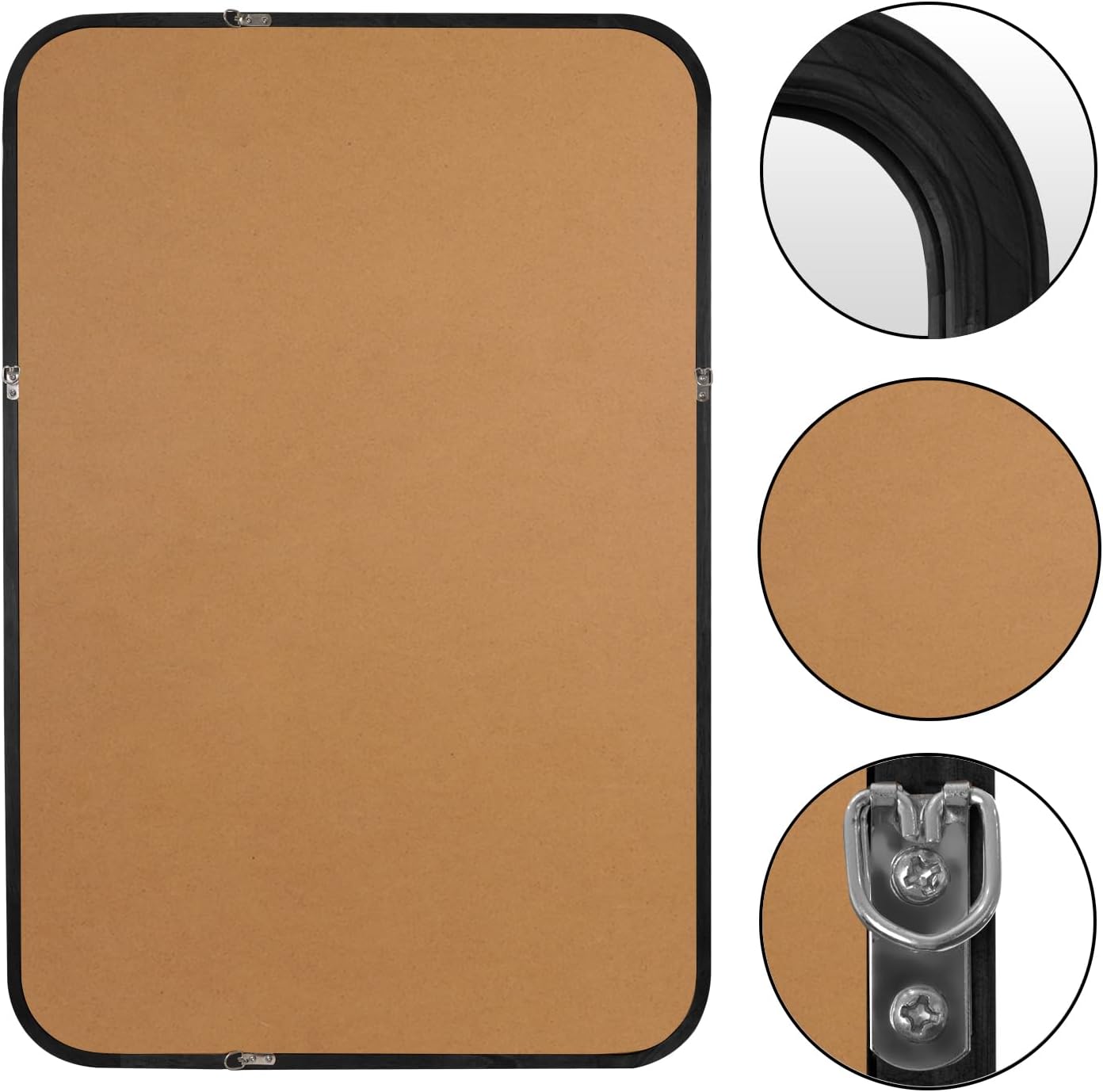 WallBeyond Wood Bathroom Mirror for Wall 24x36 Inch Wooden Frame Rectangle Mirror for Farmhouse Bathroom Vanity Wall Mounted Decorative Mirror (Horizontal/Vertical Black)