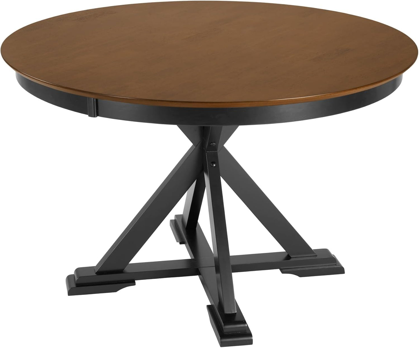 Bush Furniture Round Dining Table, 45 inch Trestle Design, Modern Transitional, West End Collection, Dark Brown and Black