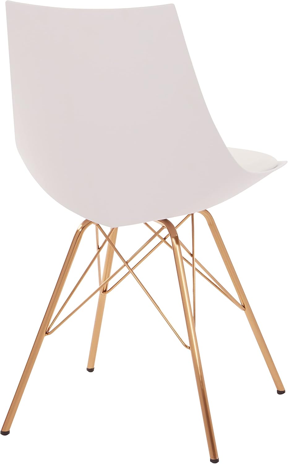 OSP Home Furnishings Oakley Mid-Century Modern Bucket Chair, Faux Leather,White