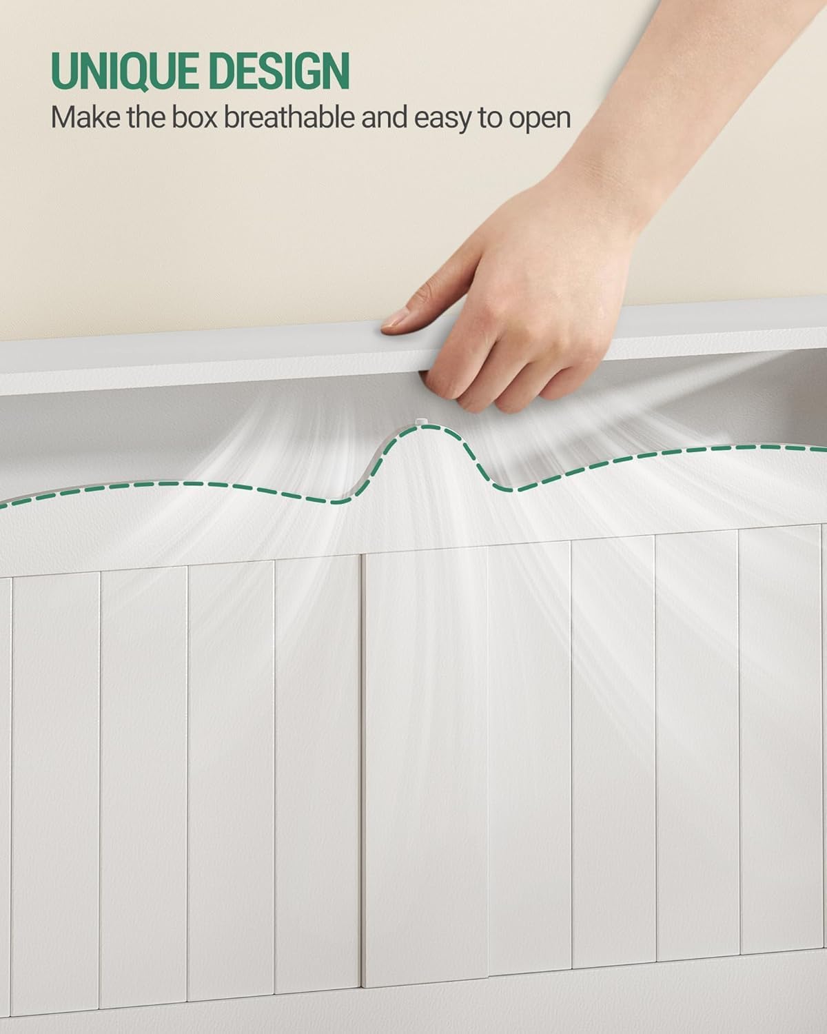 43.3" Storage Chest, Extra Large Storage Trunk with 2 Safety Hinges, Lift-Top Bench Box, Wooden Chest Organizer, Shoe Bench for Entryway, Bedroom, Living Room, White SB25503X