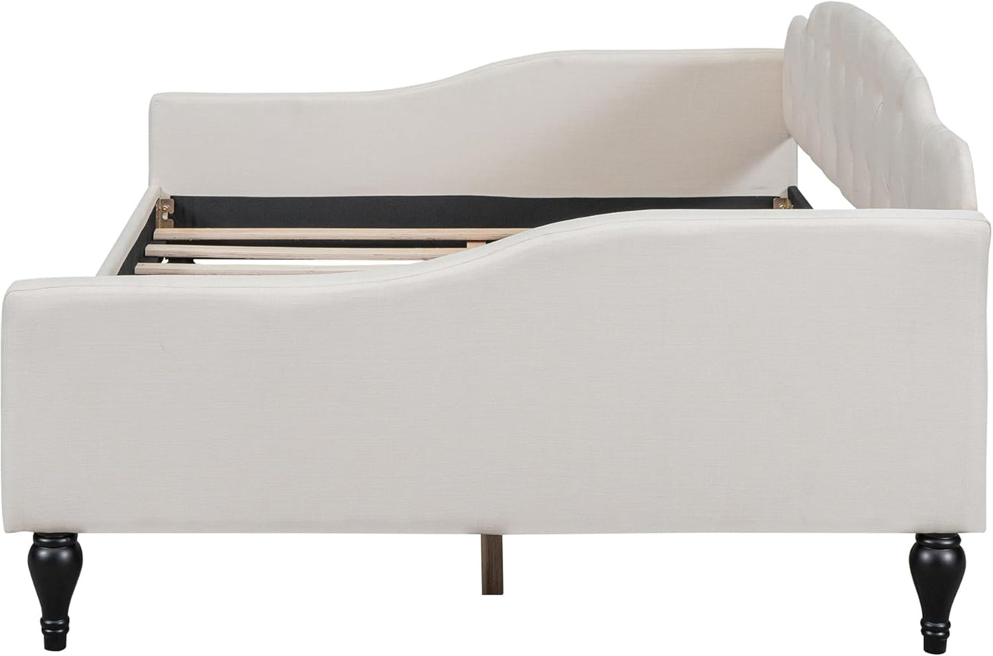 Full Size Upholstered Tufted Daybed,Linen Sofa Bed,Easy Assemble & No Box Spring Needed,Perfect for Small Space,Bedroom,Livingroom,Guest Room, Beige