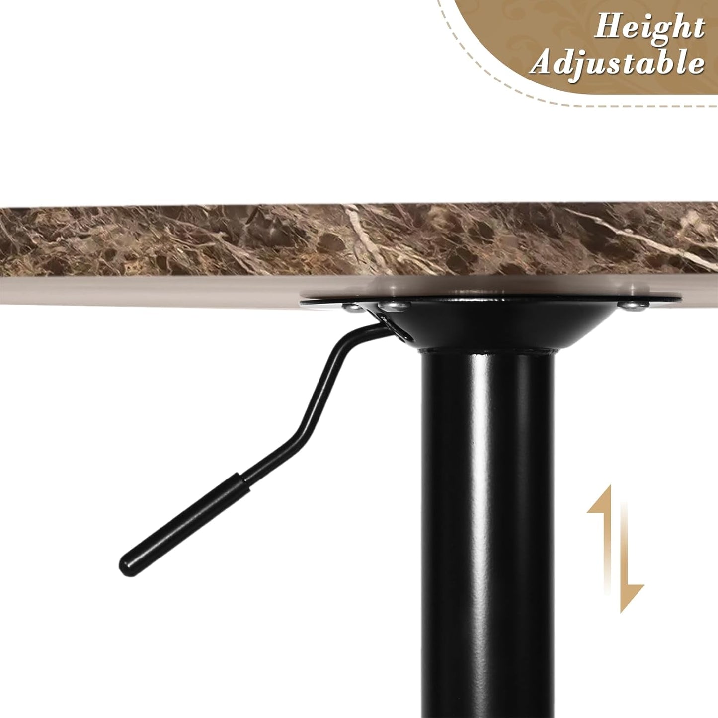 Athena Collection Modern Bar Table Round Top Height Adjustable, Tall Bistro Pub Cocktail Table Height Top and Sturdy Base, Suitable for Home Kitchen Pub Restaurant Outdoor, Brown
