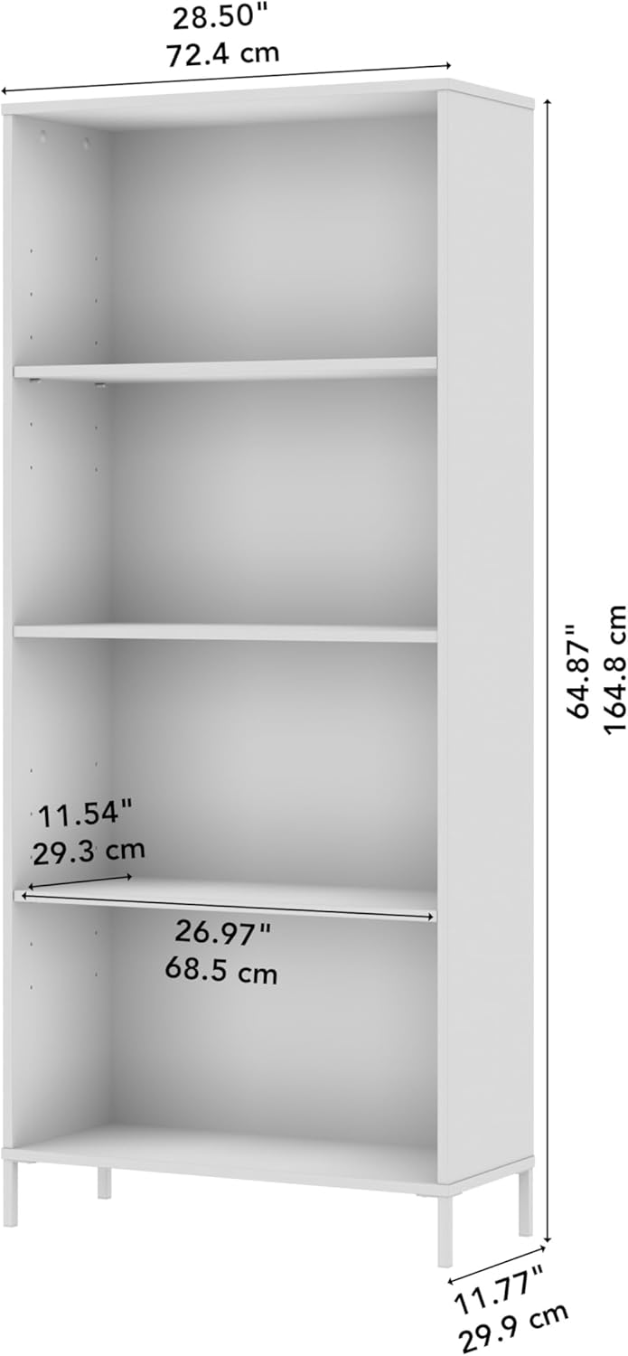 Bush Home Essence 4 Shelf Bookcase, Living Room Furniture, Essence Collection, Black Stipple