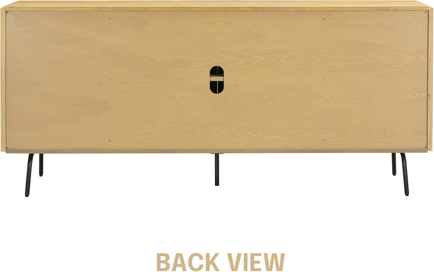 NTC Veil Modern Sideboard with 4 Doors, Buffet Cabinet with Vertical Groove Design and Metal Legs, Storage Cabinet for Living Room, and Hallway, Effortless Assembly, Sand