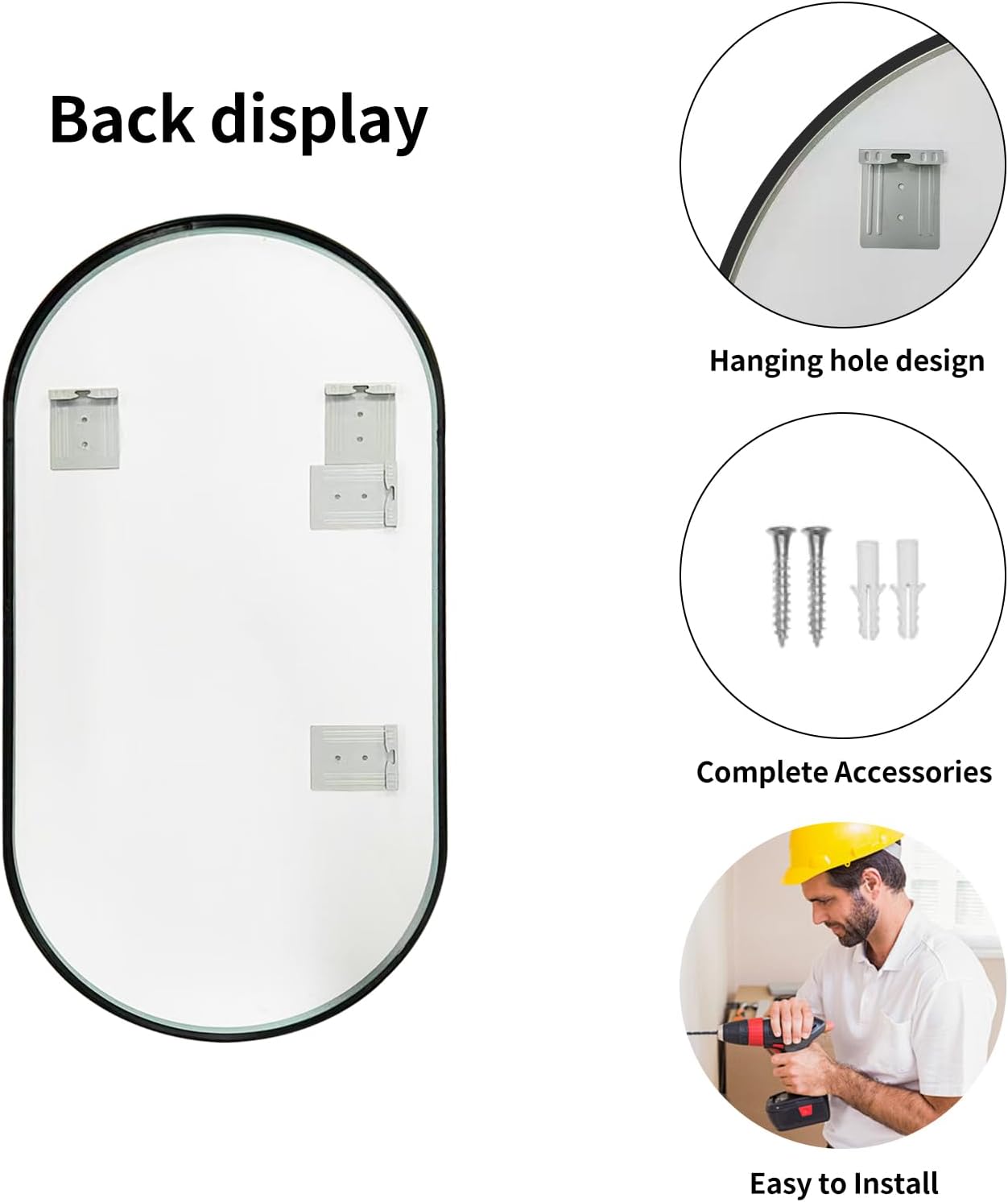 LAIYA 33x20inch Oval Wall Bathroom Mirror with Black Aluminum Frame,Wall Mounted Oval Vanity Mirrors, Explosion-Proof Glass, Waterproof Design, Easy Installation,Horizontally/Vertically