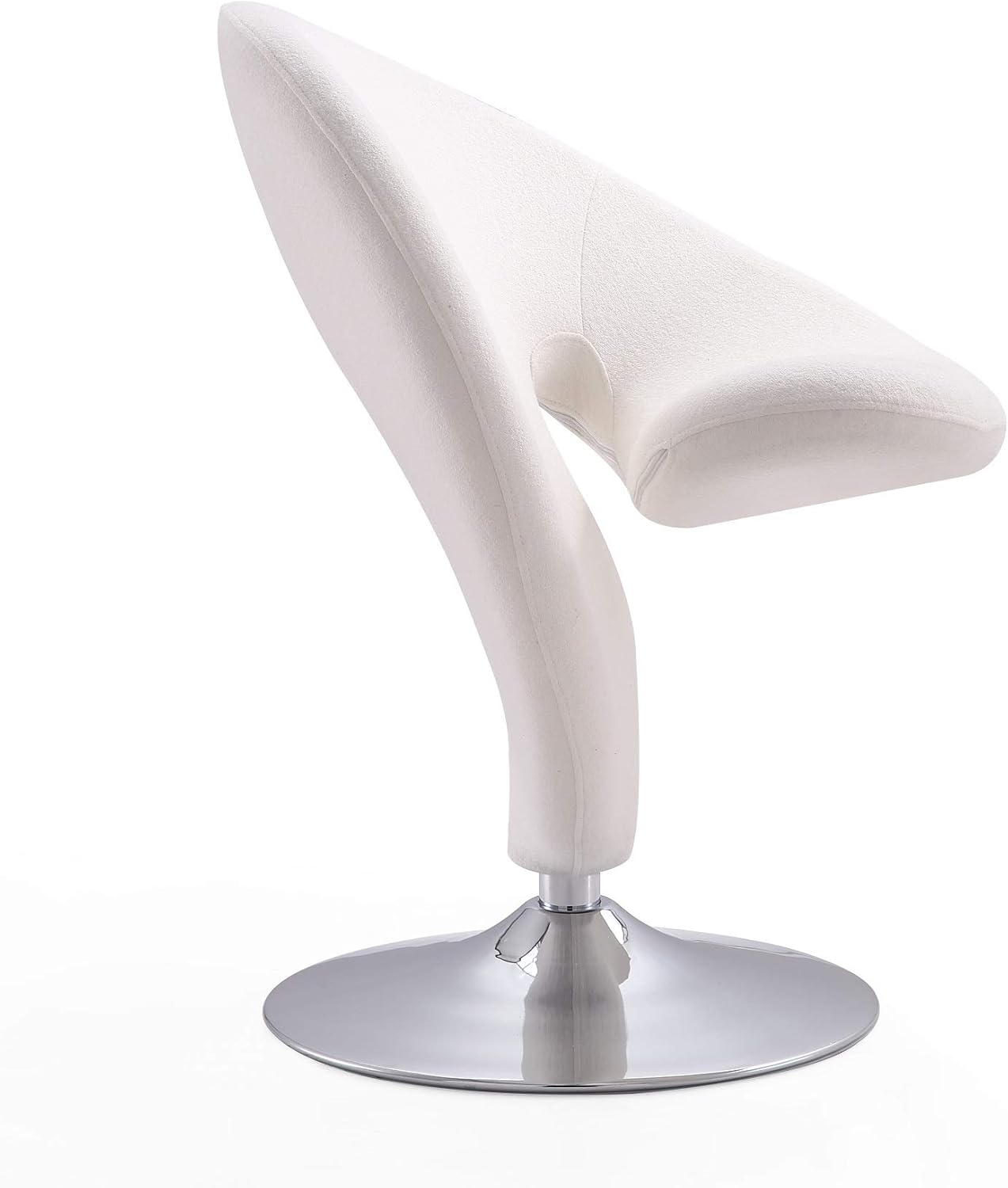 Manhattan Comfort Curl Swivel Accent Chair Set of 2 with 360° Turn, Fully Assembled, Upholstered in Wool Blend, Modern Ergonomic Design with Polished Chrome Base, Living Room & Office, Set of 1, Cream