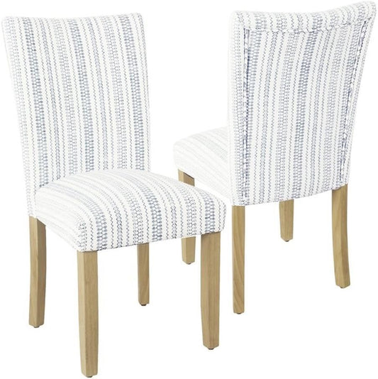HomePop Classic Parsons Dining Chair -Blue Farmhouse Stripe (Set of 2)