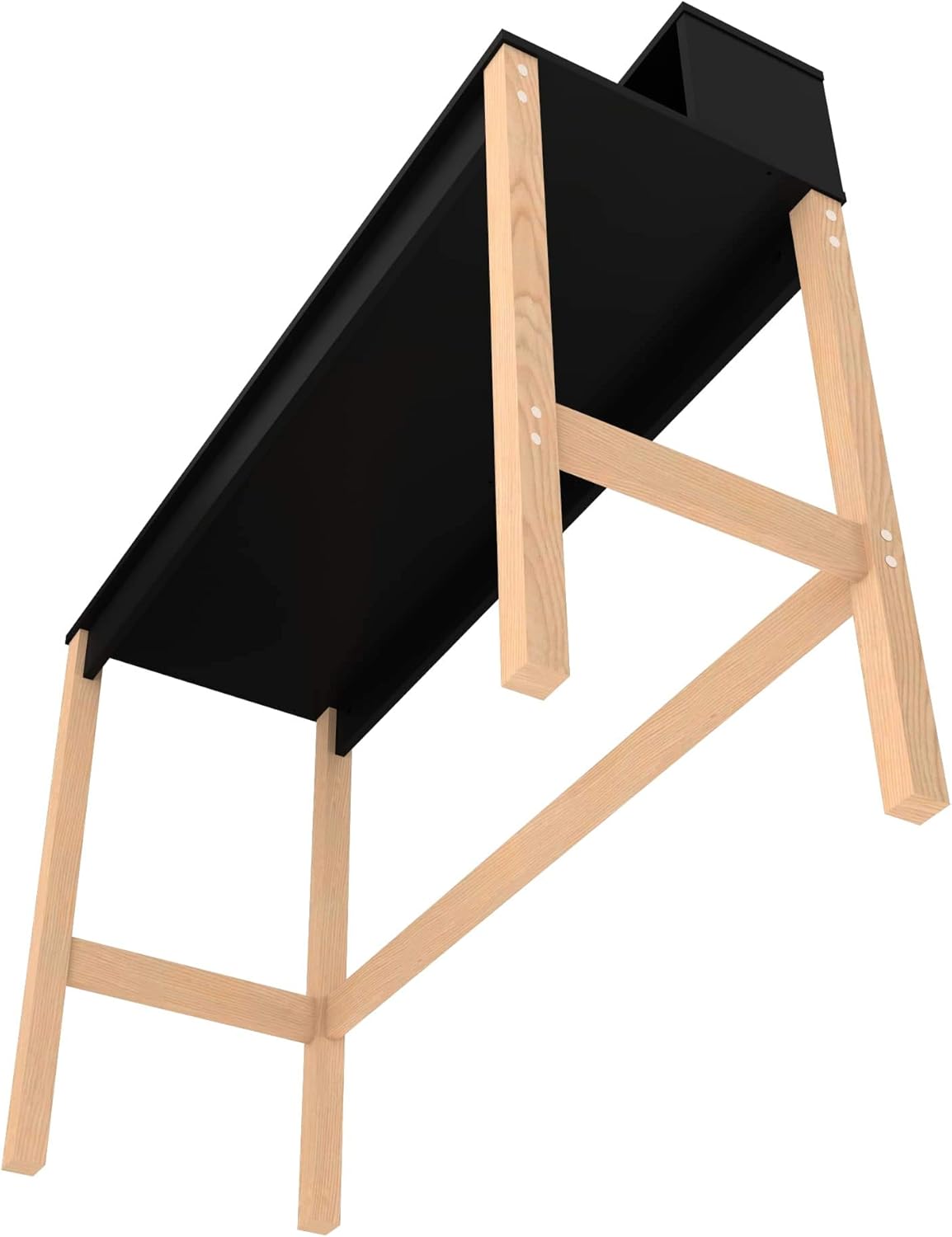 Manhattan Comfort Bowery 47 Inch Mid Century Modern Home Office Desk, Study Table or Entryway Furniture with 2 Cubbies and Rustic Wood Base, 24 inch, Black/Oak