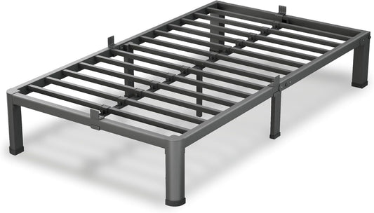 10 Inch Twin Size Bed Frame, 3500Lbs Heavy Duty Metal Platform with Round Corner Legs Mattress Slide Stopper, Steel Slat Support No Box Spring Needed, Noise Free, Non-Slip, Easy Assembly